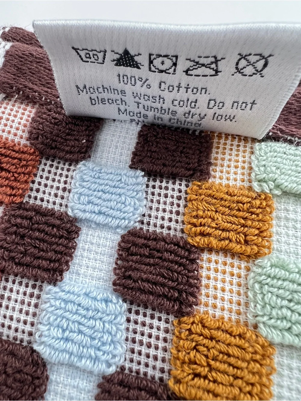 Soho Living Bath Towels Brown Blue Green Dotted Stripe 100% Cotton 2 Pc NEW